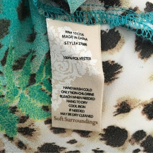 Soft Surroundings Tunic Top Teal Tropical Mixed Print - Picture 4 of 4